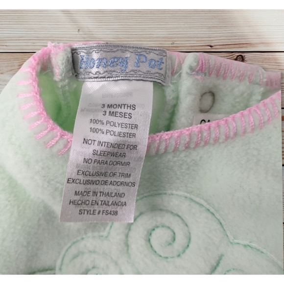 Honey Pot Baby Fleece Long Sleeves Mint Green Full Bodysuit 3 Mos - Picture 5 of 6